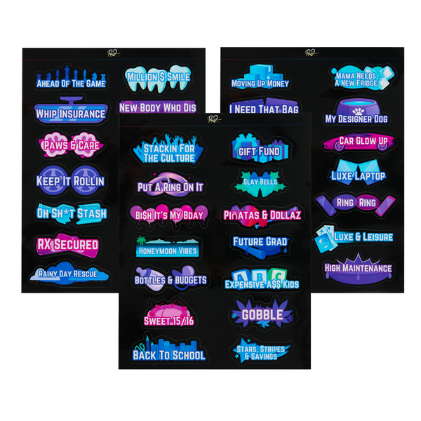 Everything Ri$h Savings Challenge Labels - Sticker Set