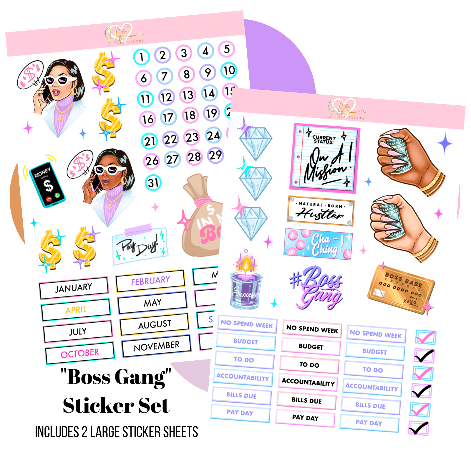 Boss Printable Sticker Boss Gang Sticker Set - I Am Her Stationary – I Am Her Stationery LLC